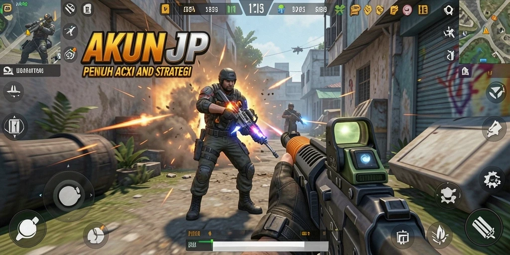 Screenshot menunjukkan aksi seru dalam gameplay TPS AKUNJP.