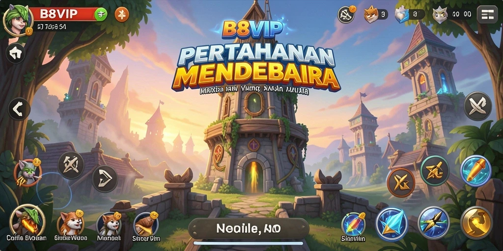 Tampilan menara pertahanan yang strategis dalam game B8VIP.