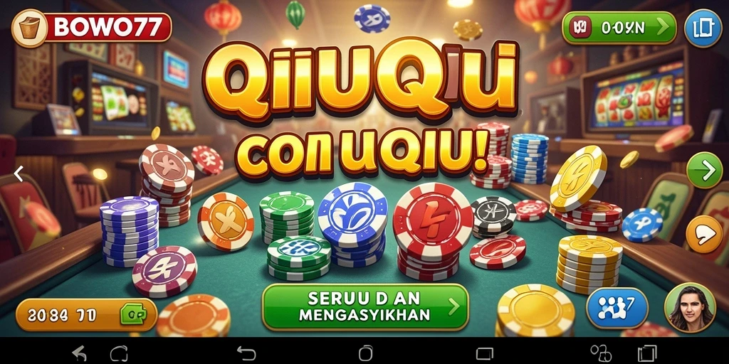 Tampilan seru gameplay BOWO77 dalam pertandingan QiuQiu.