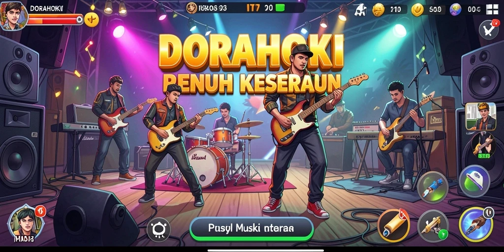 Screenshot gameplay DORAHOKI yang menampilkan tantangan musik.