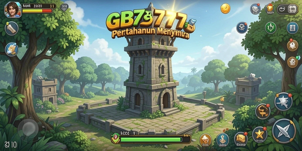 Screenshot menunjukkan aksi mendebarkan di game Tower Defense.
