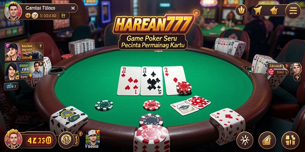 Screenshot utama HARAPAN777 menampilkan gameplay Poker yang mendebarkan.
