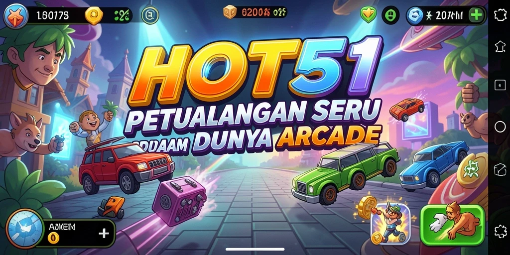 Tampilan gameplay HOT51 yang seru dalam dunia arcade.