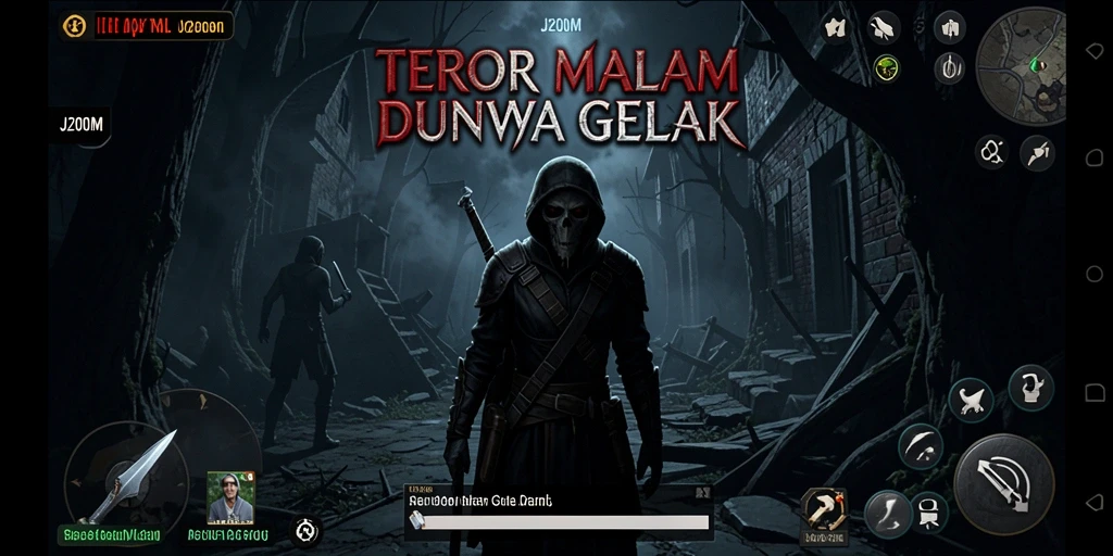 Tangkapan layar gameplay J200M menampilkan suasana Horror yang menegangkan.
