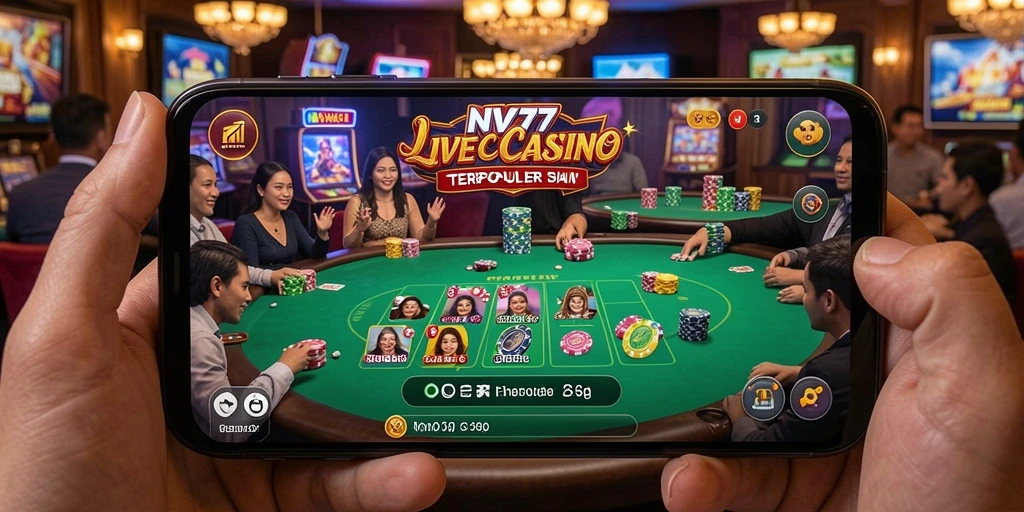 Tampilan gameplay Live Casino NV77 yang menarik dan interaktif.