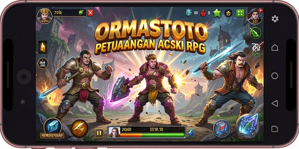 Tampilan menakjubkan dari gameplay ARPG ORMASSTOTO dengan karakter yang beraksi.