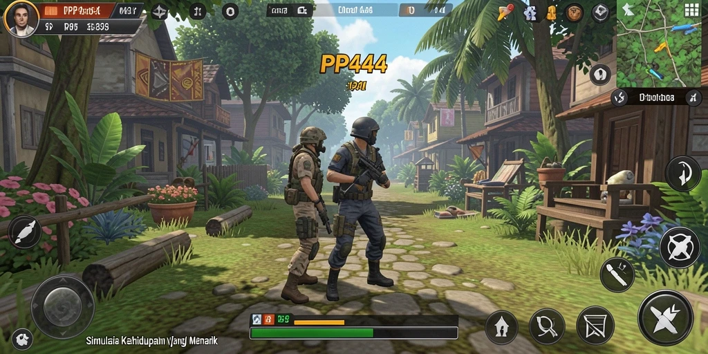 Tampilan gameplay PP444 yang menarik dan realistis dalam simulasi kehidupan.