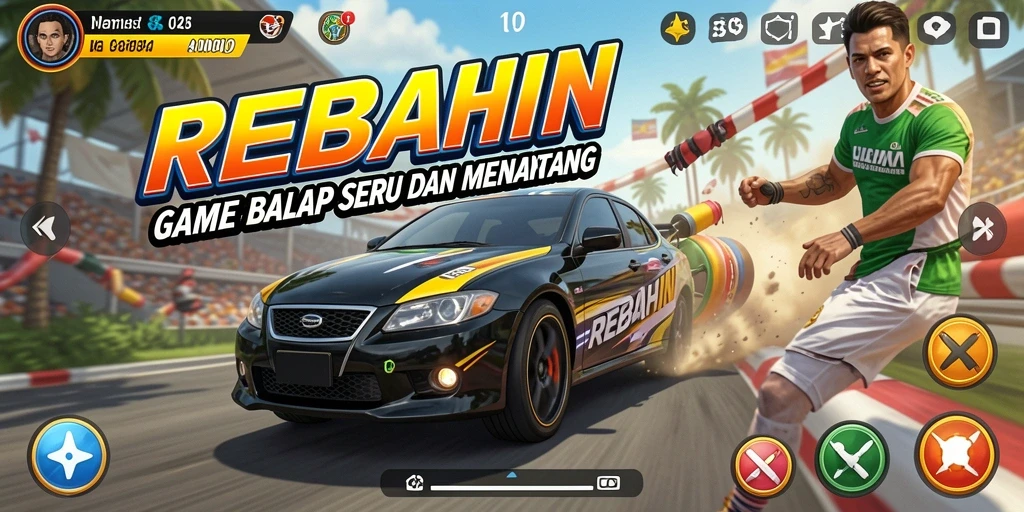 Gameplay seru dalam balapan mobil REBAHIN.