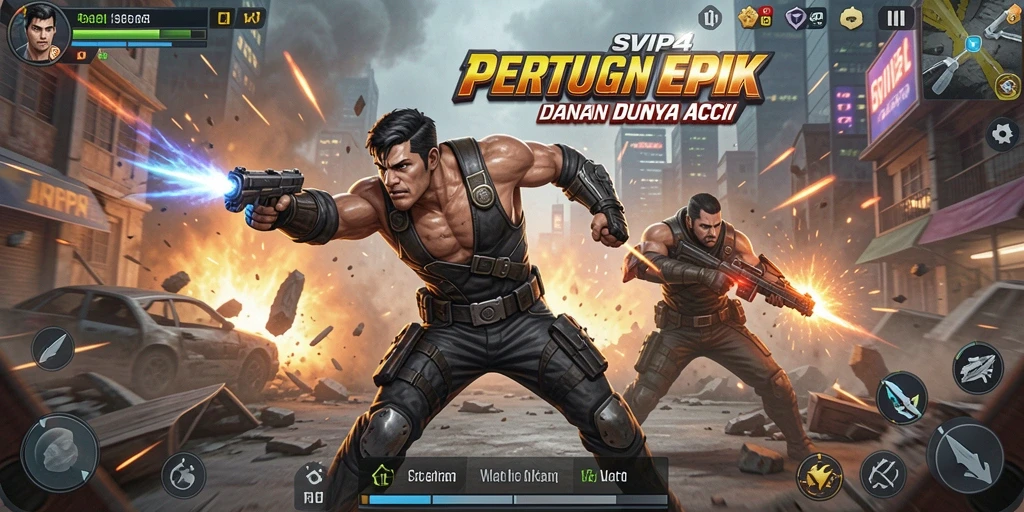 Tampilan gameplay seru dalam pertempuran mendebarkan di SVIP4.