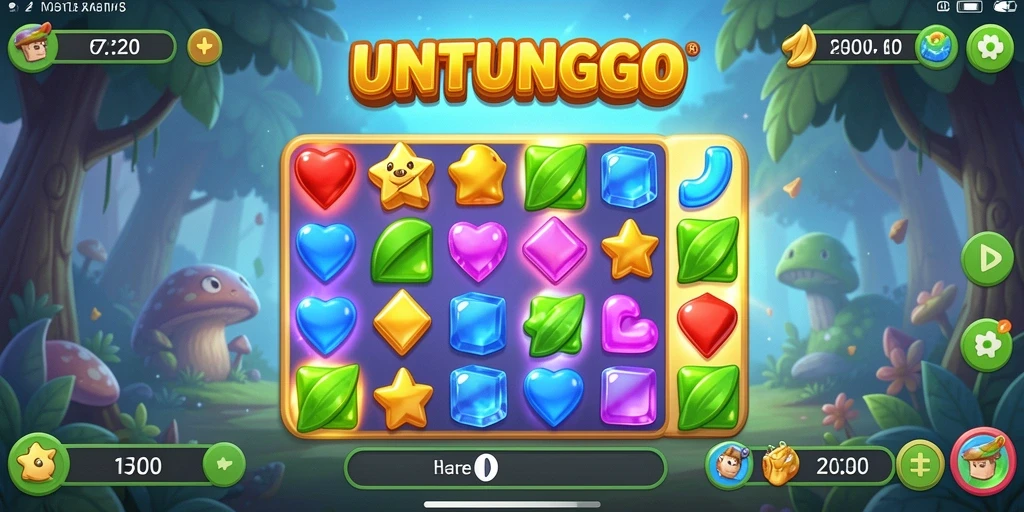 Tangkapan layar utama gameplay UNTUNGGO yang penuh warna.